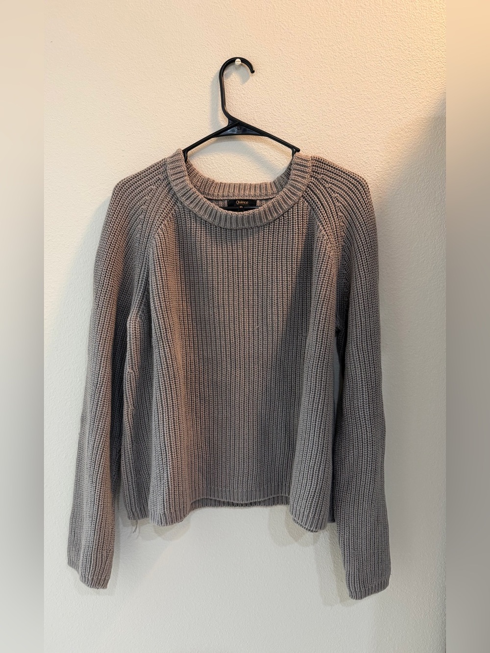 Quince Light Gray Ribbed Crewneck Sweater